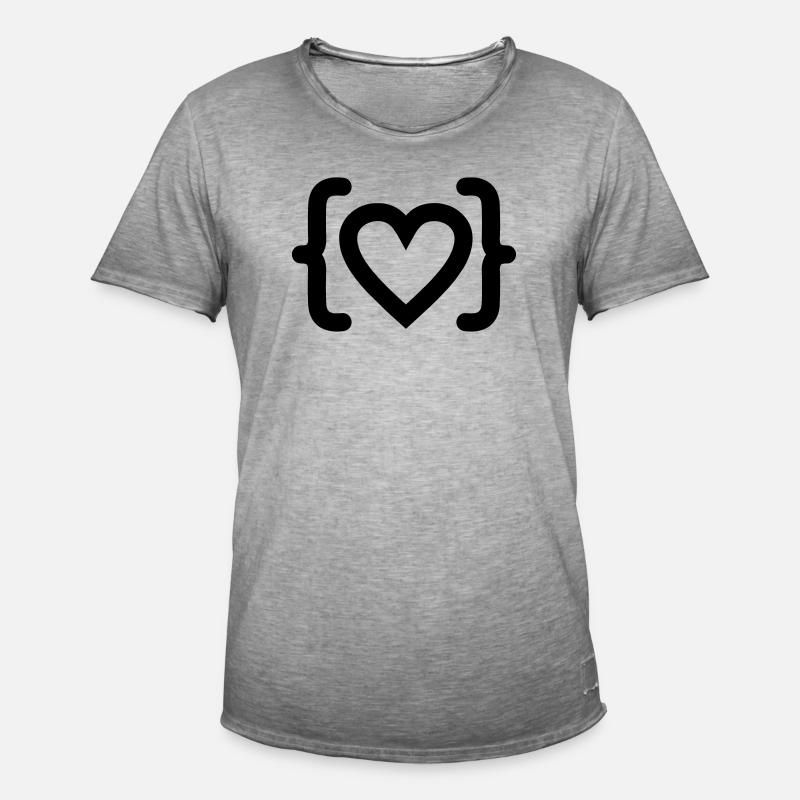 Herz des Programmierer-Code-Logos - Männer Vintage T-Shirt - Vintage Grau