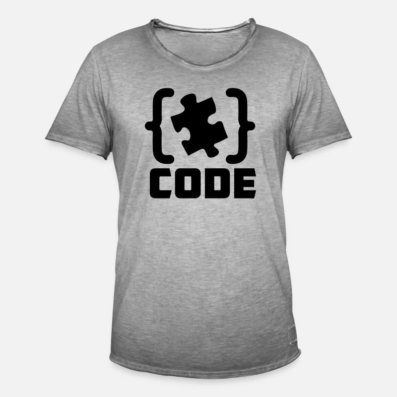 programmer Code puzzle piece solving - Men's Vintage T-Shirt - vintage grey