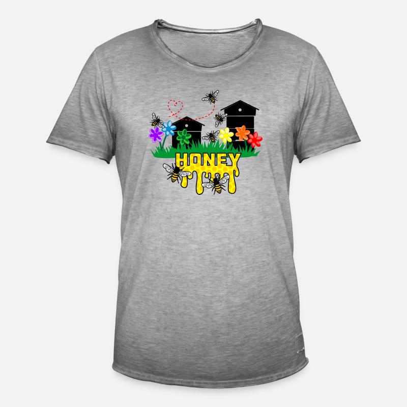 Honiggewächshäuser oder Bienenstöcke mit Bienen - Männer Vintage T-Shirt - Vintage Grau