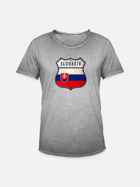 Slowakei Flaggen Wappen Design - Männer Vintage T-Shirt - Vintage Grau