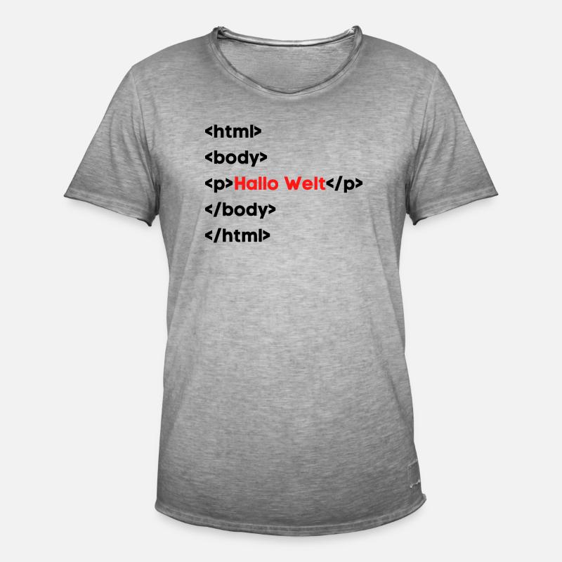 Hallo Welt HTML – Lustiges Programmierer & Coding  - Männer Vintage T-Shirt - Vintage Grau