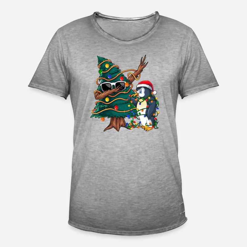 Dapping Tannenbaum -Dapping Weihnachtspullover - Männer Vintage T-Shirt - Vintage Grau