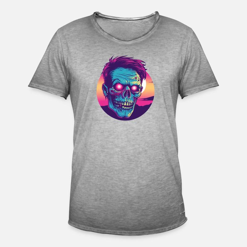 Zombie-Synthwave 2 - Männer Vintage T-Shirt - Vintage Grau