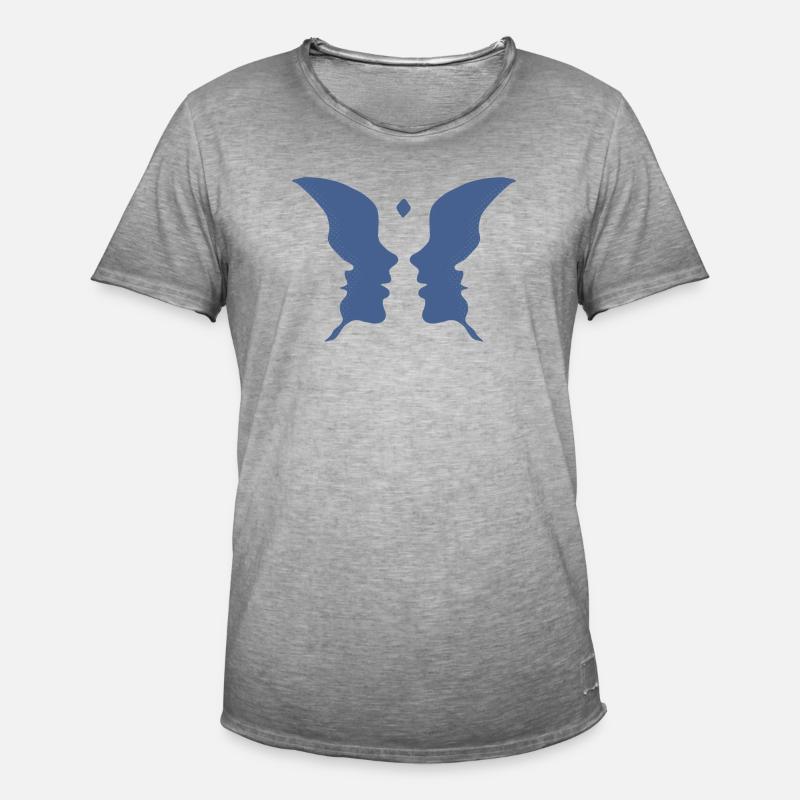 Küssende Gesichter oder ein Schmetterling - Männer Vintage T-Shirt - Vintage Grau