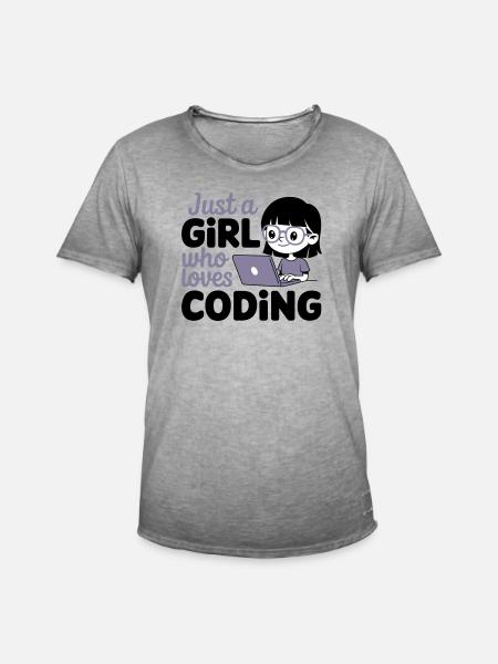 Just a Girl Who Loves Coding - Men's Vintage T-Shirt - vintage grey