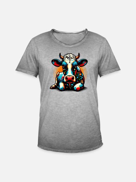 Vache - T-shirt vintage Homme - vintage gris