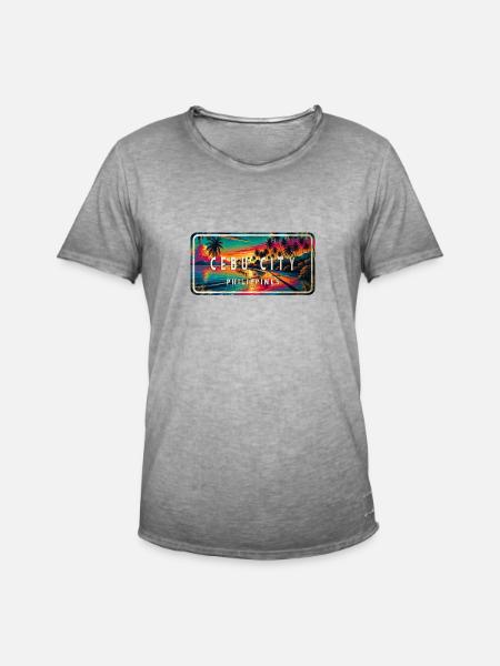 Cebu City – Tropical Retro Sign - Men's Vintage T-Shirt - vintage grey