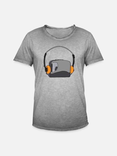 Cool Portable Cassette Audio Player - Men's Vintage T-Shirt - vintage grey