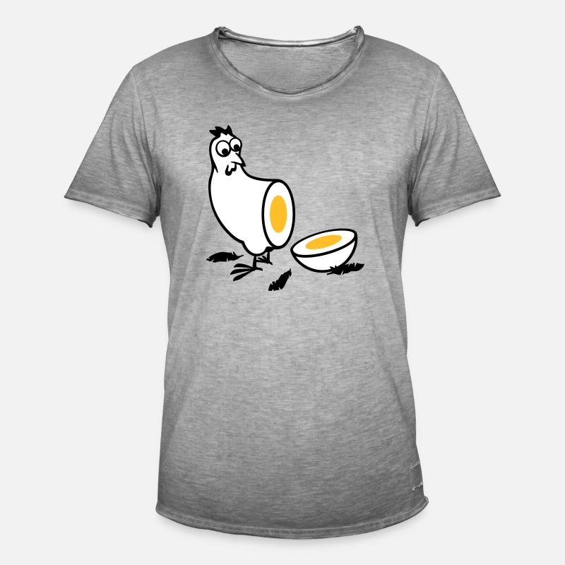 Huhn oder Ei - Männer Vintage T-Shirt - Vintage Grau