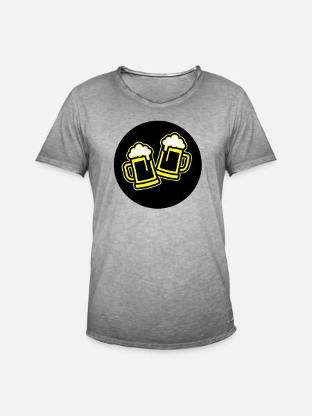 Bier Anstoßen Symbol Bierkrug - Männer Vintage T-Shirt - Vintage Grau