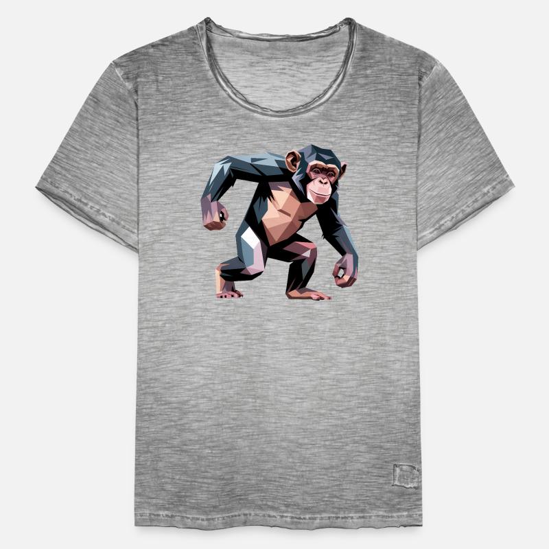 Monkey - Cool Low Poly Logo T-shirt vintage Homme