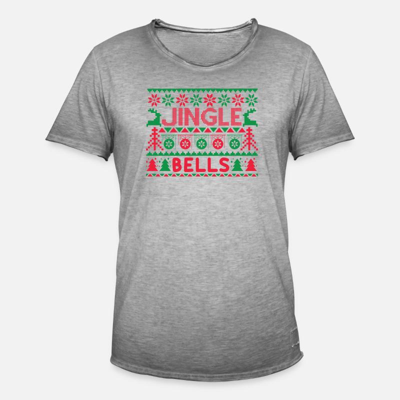Hässlicher Pullover – Jingle Bells Strickmuster - Männer Vintage T-Shirt - Vintage Grau