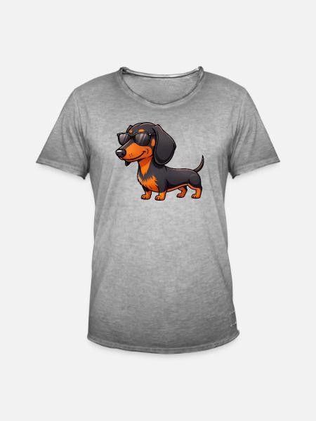 Cool dachshund with sunglasses summer friend - Men's Vintage T-Shirt - vintage grey