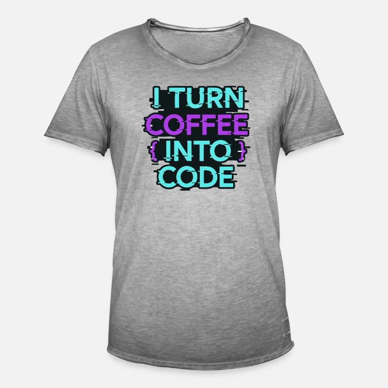 Ich verwandle Kaffee in Code - Männer Vintage T-Shirt - Vintage Grau