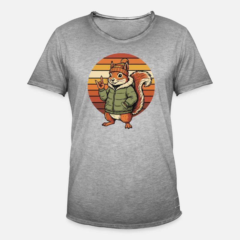Cooles Eichhörnchen - Winter Retro Design - Männer Vintage T-Shirt - Vintage Grau