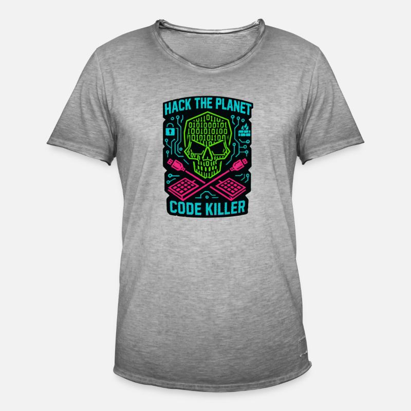 Hack the Planet Code Killer - Cybersécurité - T-shirt vintage Homme - vintage gris