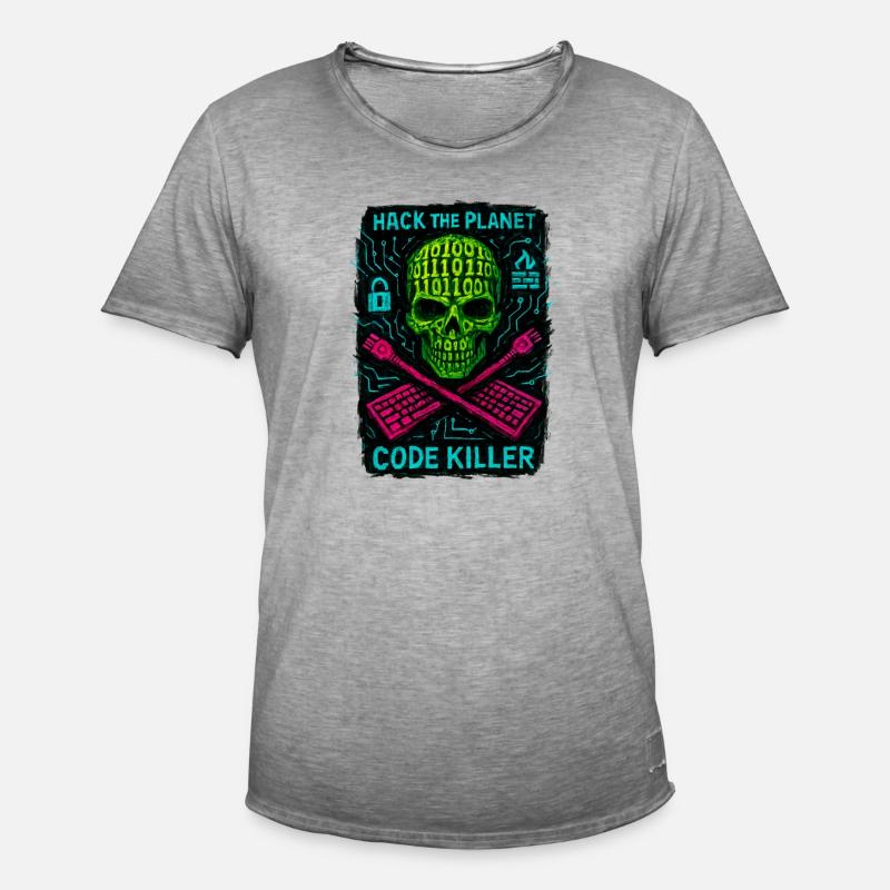 Hack the Planet Code Killer - Cybersécurité - T-shirt vintage Homme - vintage gris
