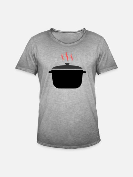 Kochtopf Dampf Kochen - Männer Vintage T-Shirt - Vintage Grau