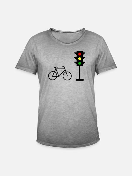 Traffic light print with bicycle - Men's Vintage T-Shirt - vintage grey