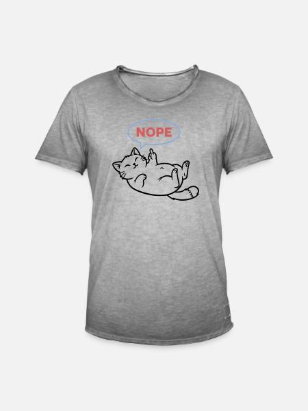Laughing Cat Nope Middle Finger - Men's Vintage T-Shirt - vintage grey