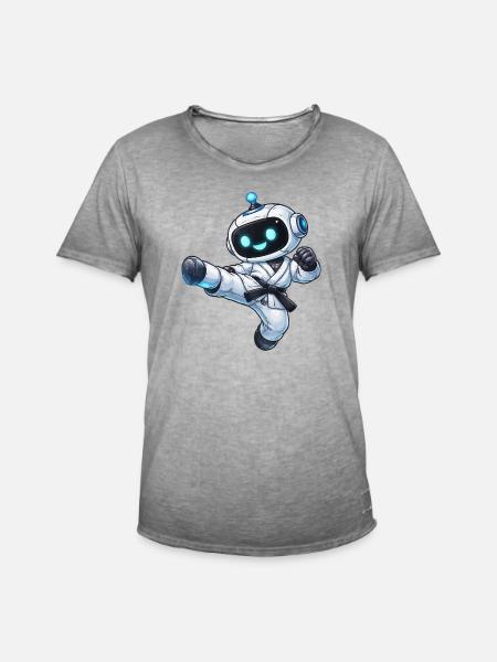 Combat robot in karate gi - Men's Vintage T-Shirt - vintage grey