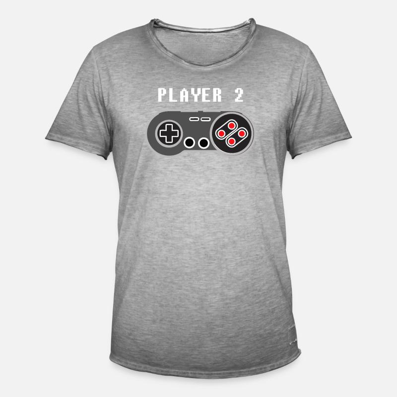 Player 2 Pixel Controller Graphic - Men's Vintage T-Shirt - vintage grey