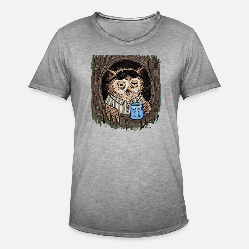Caffeine is a Lie Eule Kaffee - Männer Vintage T-Shirt - Vintage Grau