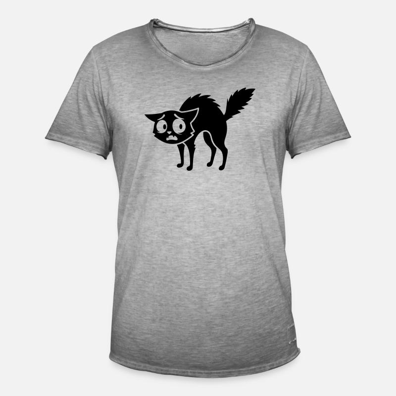 Verängstigte Katze - Männer Vintage T-Shirt - Vintage Grau