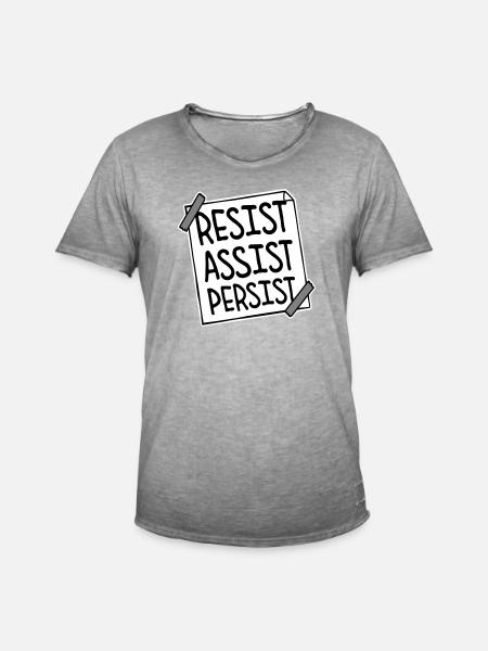 Resist Assist Persist Activism Motivation Logo - Men's Vintage T-Shirt - vintage grey