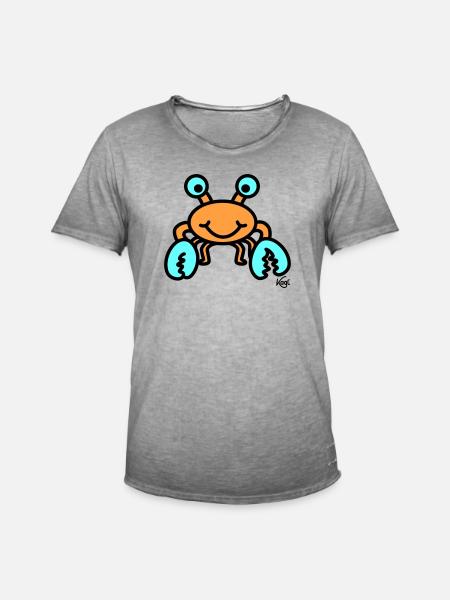 Krebs groß - Männer Vintage T-Shirt - Vintage Grau