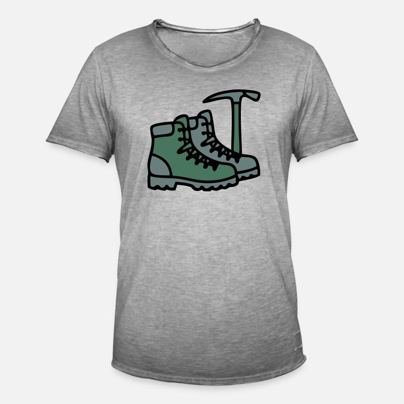 Wanderschuhe Eispickel Bergsteiger Alpen Wanderer - Männer Vintage T-Shirt - Vintage Grau