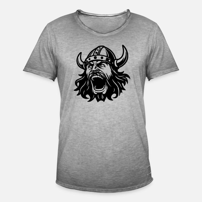 Wikinger Black Head - Männer Vintage T-Shirt - Vintage Grau