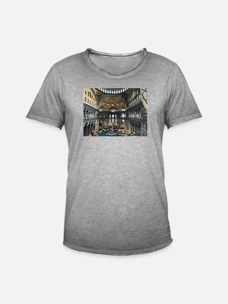 Byzantine Mosaic of the Hagia - Men's Vintage T-Shirt - vintage grey