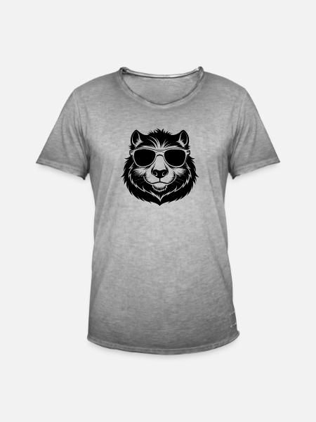 Kapybara mit Sonnenbrille - Männer Vintage T-Shirt - Vintage Grau