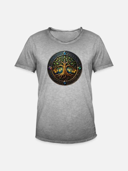 Fantasiebaum des Lichts - Männer Vintage T-Shirt - Vintage Grau