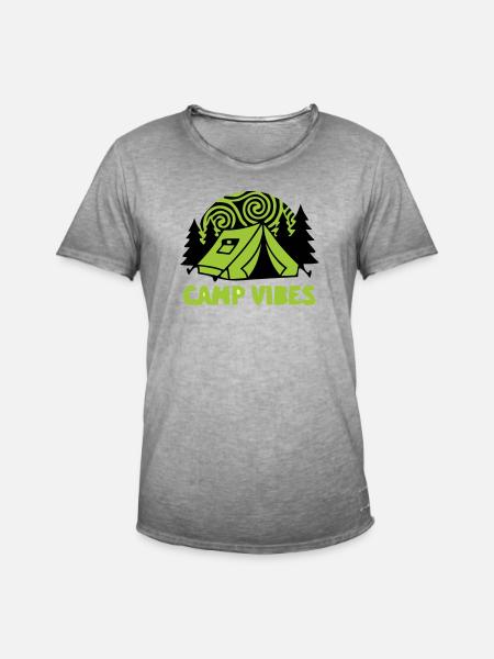 Zelt Camp Vibes Logo - Männer Vintage T-Shirt - Vintage Grau