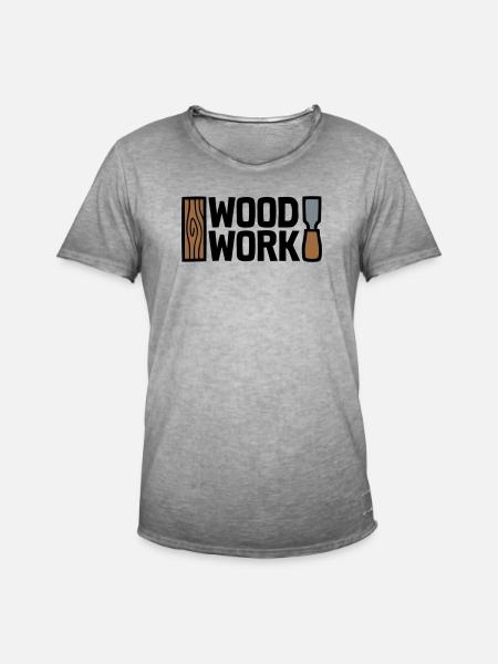 Wood Work Lettering Logo - Men's Vintage T-Shirt - vintage grey