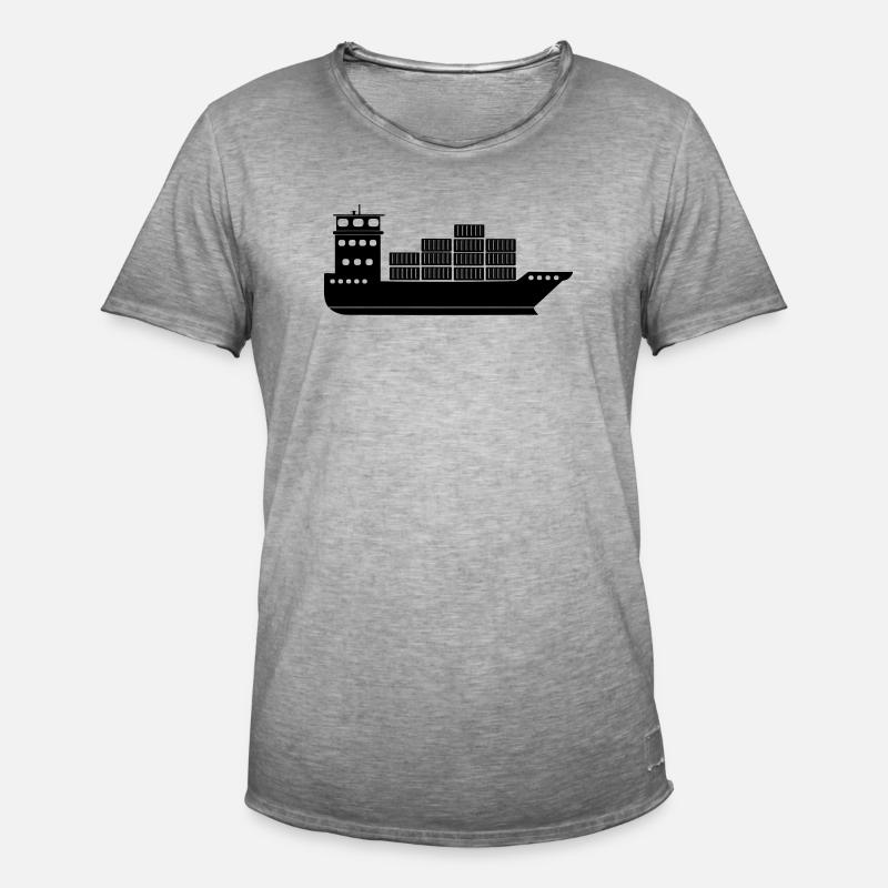 Seecontainerschiff oder Boot mit Containern - Männer Vintage T-Shirt - Vintage Grau