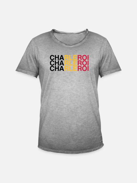 CHARLEROI Belgium Belgium Flag - Men's Vintage T-Shirt - vintage grey