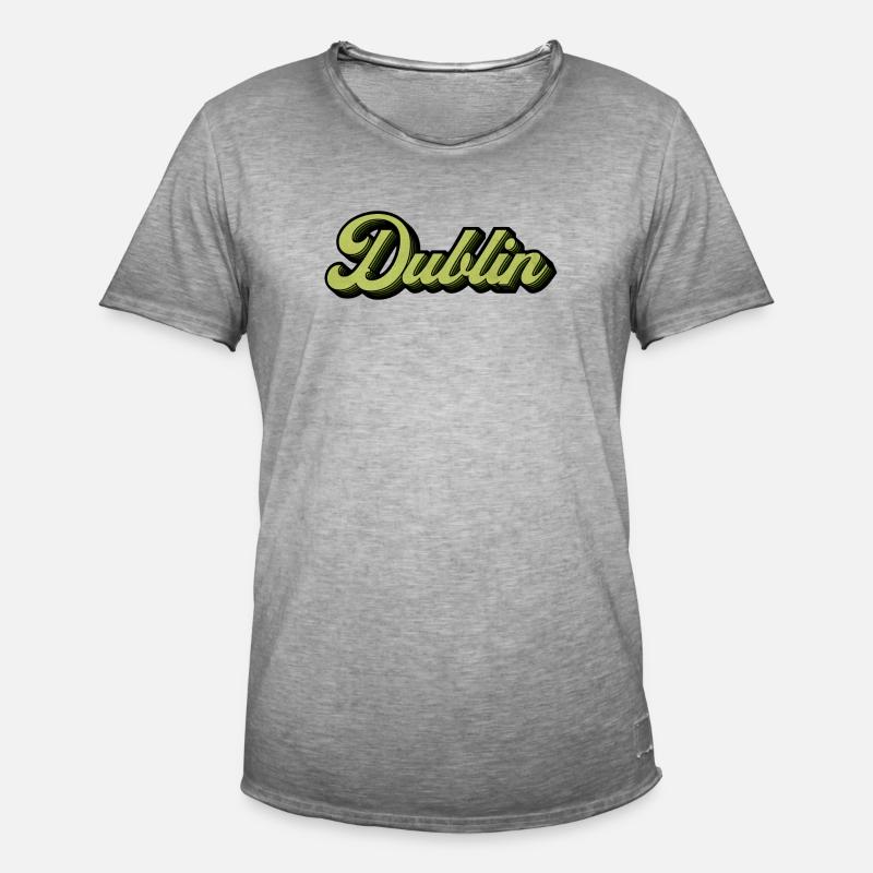Dublin Retro Script in Lime - Männer Vintage T-Shirt - Vintage Grau