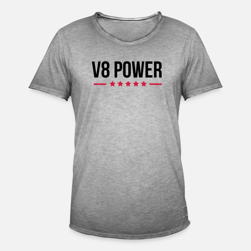 V8 Power - Männer Vintage T-Shirt - Vintage Grau