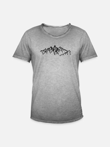 Montagnes Silhouettes noires dans le brouillard - T-shirt vintage Homme - vintage gris