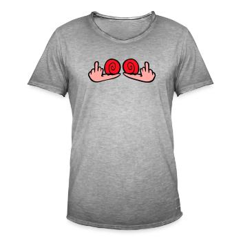 Snail Middle Finger Insult Wanker Fuck You - Men's Vintage T-Shirt - vintage grey - Front - Jose (178cm)