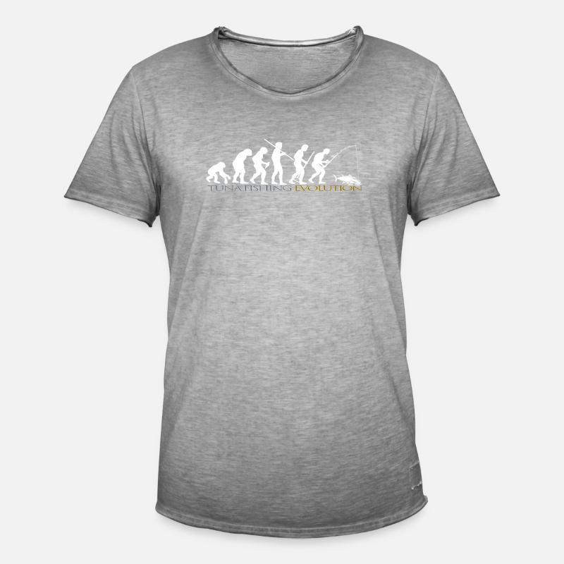 FISHING EVOLUTION (weiße Version) - Männer Vintage T-Shirt - Vintage Grau