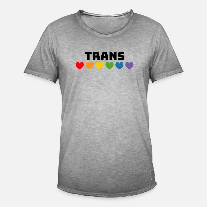 Regenbogenherzchen Trans schwarz - Männer Vintage T-Shirt - Vintage Grau