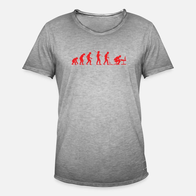 Evolution Gamer | Computer Freak Nerd PC - Männer Vintage T-Shirt - Vintage Grau