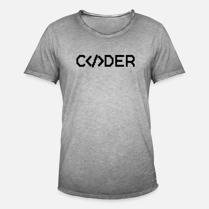Coder - Männer Vintage T-Shirt - Vintage Grau