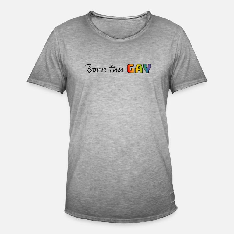 Regenbogen born this gay - Männer Vintage T-Shirt - Vintage Grau