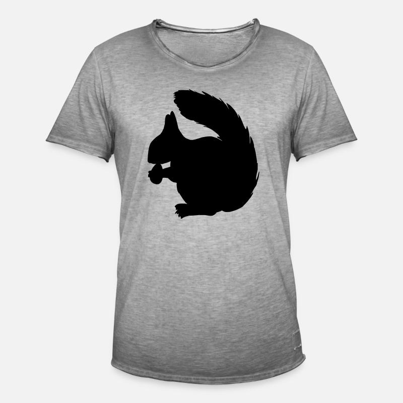Eichhörnchen mit Nussschattenfigur - Männer Vintage T-Shirt - Vintage Grau
