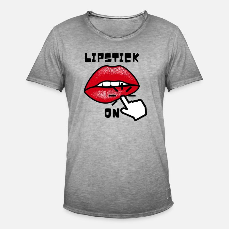 Lippenstift Klick Comic Geschenkidee Lippe - Männer Vintage T-Shirt - Vintage Grau